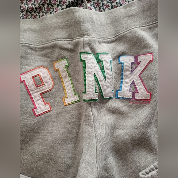 Vs pink rainbow logo classic sweatpants, size large. Rare HTF - Picture 2 of 11